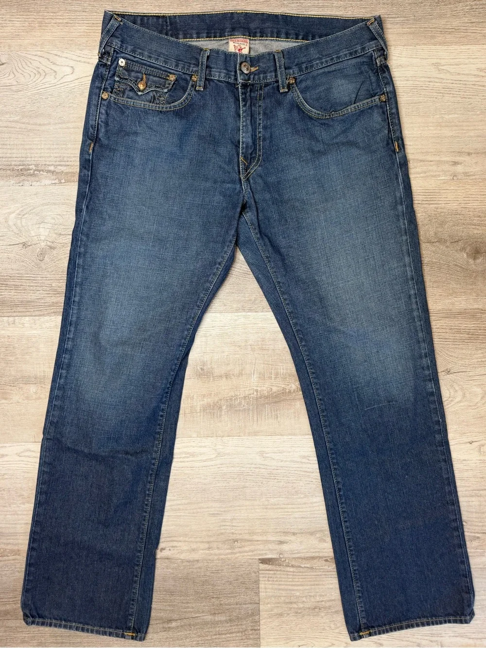 True Religion Ricky Straight Leg Flap Pocket Jeans Mens Size 36 Waist 38-39”